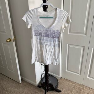 American Eagle Outfitters White Graphic V-Neck Tee